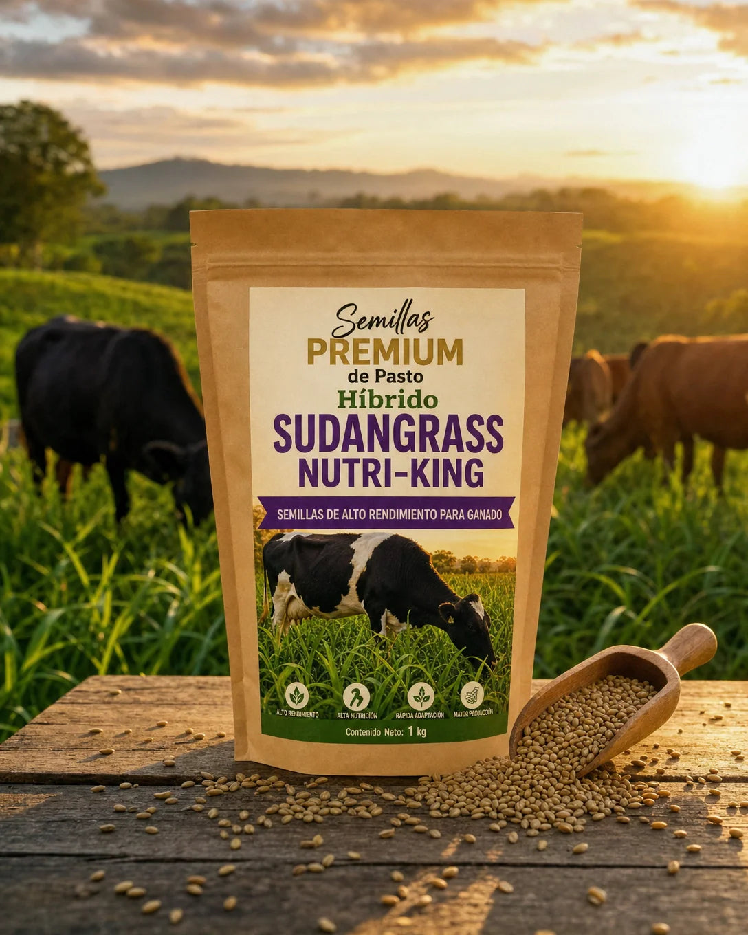 Semillas PREMIUM de Pasto Hibrido Sudangrass Nutri-King