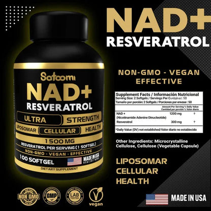 🌿 Cápsulas Premium: Energía, Juventud y Bienestar con NAD+ + Resveratrol