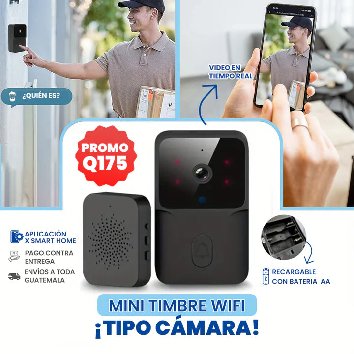 Mini Timbre Wifi Tipo Cámara Recargable