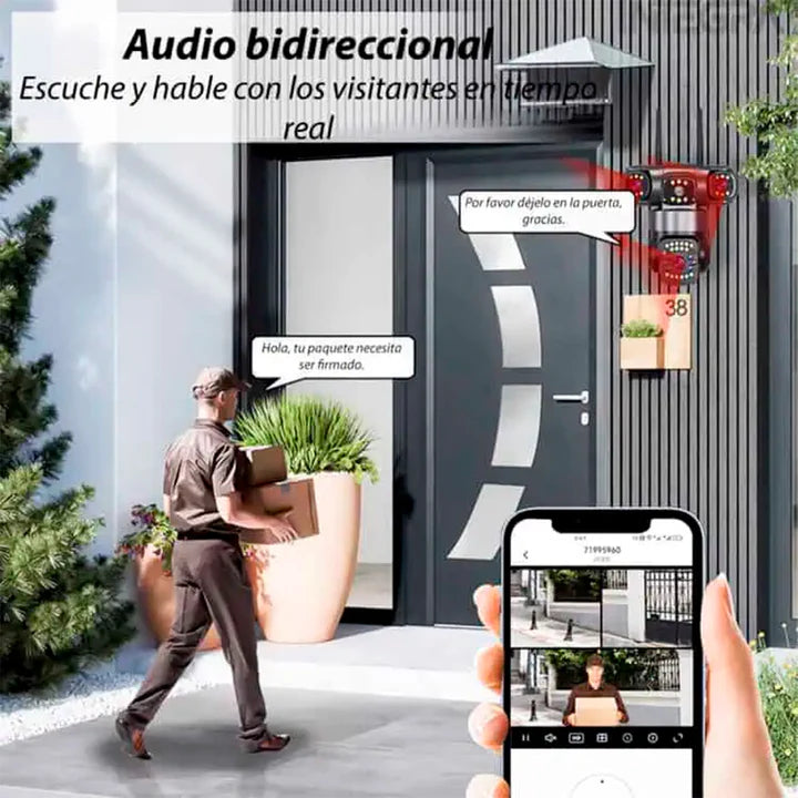 Sentinel X-360: Cámara Wifi Inteligente - Triple Lente Visión HD